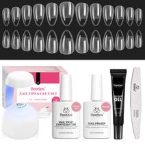 Kit de unhas em gel besouros Short Almond com desidratador e primer