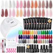 Kit de Unhas JEWHITENY Poly Gel: 14 Cores + 27 Esmaltes em Gel com Luz UV