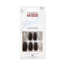 Kit de unhas Kiss Gel Fantasy Collection 24 Nails Black/Sparkle