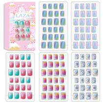 Kit de unhas Laza Little Mermaid, 120 unidades, capa completa para crianças e meninas