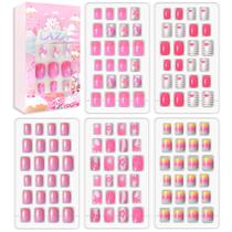 Kit de unhas Laza Pinky Lady, 120 unidades, capa completa para crianças com cola Kit de unhas Laza Pinky Lady, 120 unidades, capa completa para crianças com cola