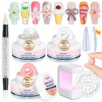 Kit de unhas MIZHSE Solid Builder Gel com lâmpada de unhas + 3 cores Kit de unhas MIZHSE Solid Builder Gel com lâmpada de unhas + 3 cores