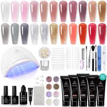 Kit de unhas Poly Extension Gel Beetles 22 cores com lâmpada U V