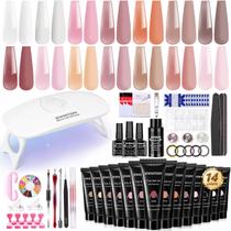 Kit de unhas Poly Extension Gel JEWHITENY Poly Gel 14 unidades com lâmpada
