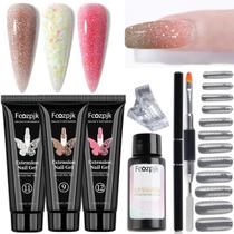 Kit de unhas Poly Gel Fcozpjk com 3 cores: vinho, vermelho, marrom