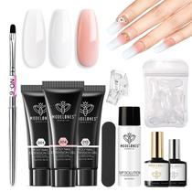 Kit de unhas Poly Gel Modelones, 3 cores, branco, damasco Kit de unhas Poly Gel Modelones, 3 cores, branco, damasco