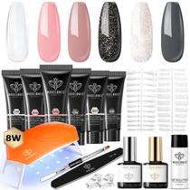 Kit de unhas Poly Gel, modelos de 6 cores com lâmpada de unhas e ferramentas de 8 W