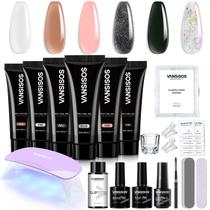 Kit de unhas Poly Gel VANSISOS 6 cores transparentes com lâmpada de unhas
