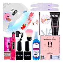 Kit De Unhas Polygel Pincel Prep Top Coat Primer Molde F1 Completo