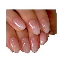 Kit De Unhas Postiças Curtas Quadradas Em Gradiente Branco Rosado Com 24 Peças, Lixa De Unha E