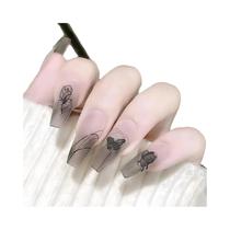 Kit De Unhas Postiças Curtas Quadradas Em Gradiente Branco Rosado Com 24 Peças, Lixa De Unha E