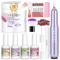 Kit de unhas SAVILAND Clear Dip Powder com furadeira elétrica de 60 ml