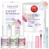 Kit de unhas SAVILAND Clear Dip Powder Starter 60g com conjunto de líquidos Kit de unhas SAVILAND Clear Dip Powder Starter 60g com conjunto de líquidos