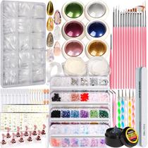 Kit de unhas Teenitor Acrílico com pó de cromo, pontas de amêndoa e muito mais Kit de unhas Teenitor Acrílico com pó de cromo, pontas de amêndoa e muito mais