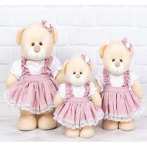 Kit de ursas camponesa - pelucia em pé , 3 pçs.