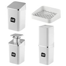 Kit De Utensílios Banheiro Lavabo 4 Peças Acessórios Pia