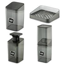 Kit De Utensílios Banheiro Translucido 4 Peças Acessórios Pia