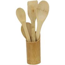 Kit de Utensílios de Bambu com Suporte - Clink