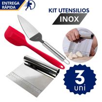 Kit de Utensilios de Cozinha 3 pçs Essenciais Multiuso com Espátula Pão Duro Kit de Utensilios de Cozinha 3 pçs Essenciais Multiuso com Espátula Pão Duro