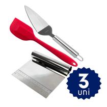 Kit de Utensilios de Cozinha 3 pçs Essenciais Multiuso com Espátula Pão Duro Kit de Utensilios de Cozinha 3 pçs Essenciais Multiuso com Espátula Pão Duro