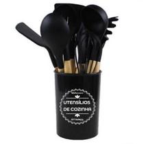 Kit De Utensílios De Cozinha De Silicone 12 Peças Preto -