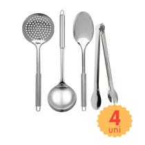 Kit de Utensilios de Cozinha em Inox 8 pçs Concha Colher Escumadeira Pegador Servir Buffet Restaurante