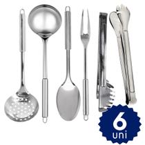 Kit de Utensilios de Cozinha em Inox Concha Colher Escumadeira Pegador Servir Buffet Restaurante Kit de Utensilios de Cozinha em Inox Concha Colher Escumadeira Pegador Servir Buffet Restaurante
