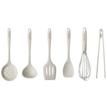 Kit De Utensílios De Cozinha Em Silicone 6 Peças - Cor Pérola Branco