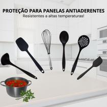 Kit de Utensílios de Cozinha em Silicone com 6 Peças - PRETO