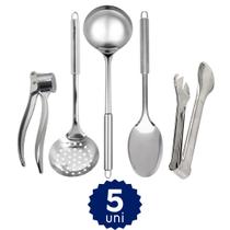 Kit de Utensílios de Cozinha Inox Completo Pratico Profissional Restaurante Padaria