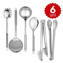 Kit de Utensílios de Cozinha Inox Completo Resistente Funcional