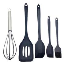 Kit De Utensílios De Silicone - 5 Pçs - Preto