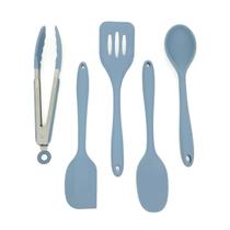 Kit de Utensílios de Silicone com 5 Peças Azul - Oikos Kit de Utensílios de Silicone com 5 Peças Azul - Oikos