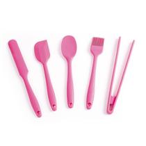 Kit De Utensílios De Silicone Com 5 Peças Rosa - Oikos