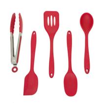 Kit De Utensílios De Silicone Com 5 Peças Vermelho - Oikos