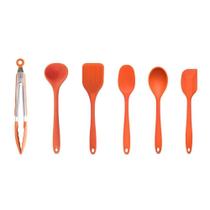 Kit de Utensílios em Silicone com 06 Peças Laranja