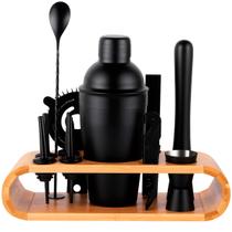 Kit de Utensílios para Bar e Coqueteleira 750ml Preto Fosco com Suporte Vitino Midnight 12