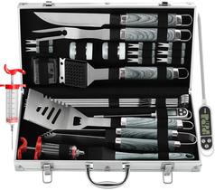 Kit de Utensílios para Churrasco BBQ Grilljoy 24 Peças em Aço Inoxidável
