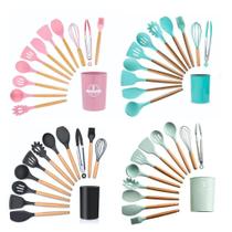 KIT de Utensílios Para Cozinha em Silicone e Bambu 12 Peças LOJA UTILIMIX