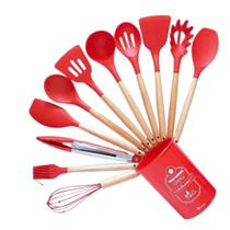KIT de Utensílios Para Cozinha em Silicone e Bambu 12 Peças LOJA UTILIMIX
