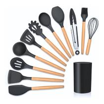 KIT de Utensílios Para Cozinha em Silicone e Bambu 12 Peças LOJA UTILIMIX