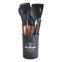 Kit de Utensílios Para Cozinha em Silicone e Bambu 12 Peças