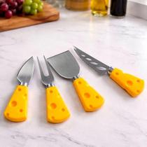 Kit de Utensílios para Frios Jogo para Queijos com Garfo Facas e Espátula em Plástico e Aço Inox Kit de Utensílios para Frios Jogo para Queijos com Garfo Facas e Espátula em Plástico e Aço Inox
