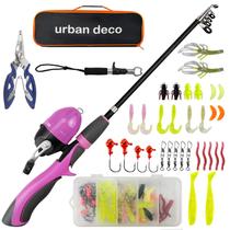 Kit de vara de pesca infantil Urban Deco telescópica de 127 cm rosa