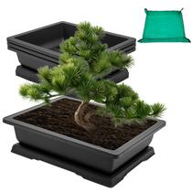 Kit de vasos de treinamento para bonsai GROWNEER 46 cm com tapete, 3 peças Kit de vasos de treinamento para bonsai GROWNEER 46 cm com tapete, 3 peças