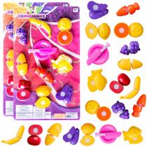 Kit de Vegetais Legumes Frutas para Cortar e Grudar Prato Faca Crec Crec 22 Pçs Kit de Vegetais Legumes Frutas para Cortar e Grudar Prato Faca Crec Crec 22 Pçs