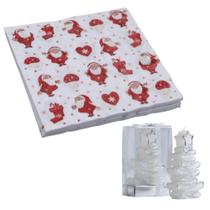 Kit de Vela Árvore Branca e Guardanapos Papai Noel Vizapi