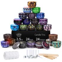 Kit de velas DIY estampado de 2,5 onças, pacote com 24 latas de velas Kit de velas DIY estampado de 2,5 onças, pacote com 24 latas de velas