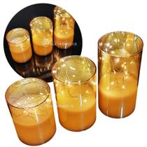 Kit de Velas LED Decorativas em Vidro Champanhe Atmosfera Vintage e Aconchegante HM234