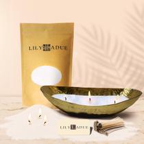 Kit de Velas LILY LADUE 454 g Areia com Pavio e Suporte Dourado Kit de Velas LILY LADUE 454 g Areia com Pavio e Suporte Dourado